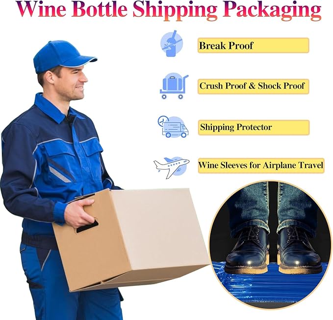 Wine Travel Bags for wine Bottles Airplane,Blue Wine Protector for Luggage,8 Packs Reusable Inflatable Wine Shipping Sleeves