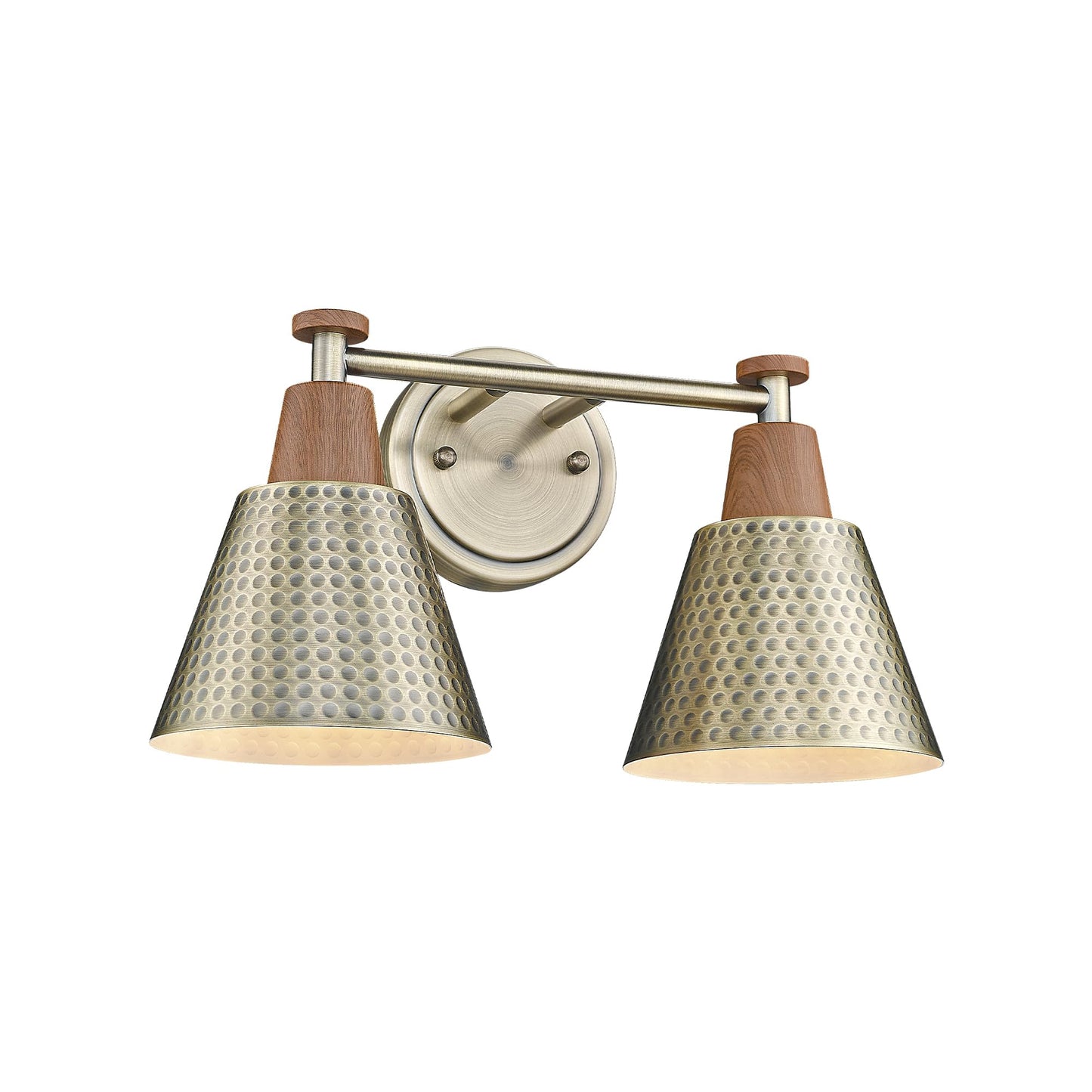 Femila 2 Light Bathroom Vanity Light Fixtures Over Mirror  Modern Brass Gold Bathroom Lighting Fixtures With Metal Shades  Woodgrain Finish  4Fg59B-2W Bg-Nw