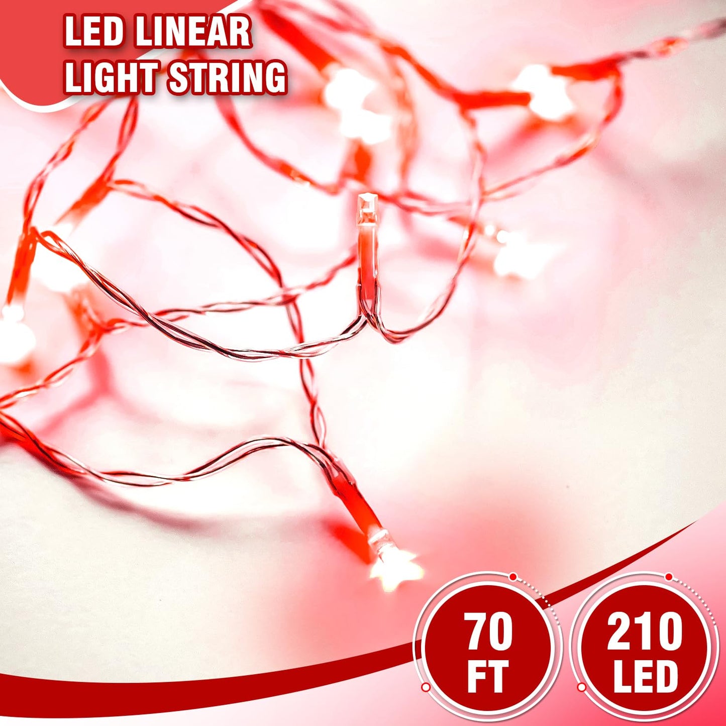 Wastroyal 70Ft Red String Lights  210 Led Waterproof Seasonal Fairy Lights With 8 Modes  Indoor Outdoor Decorative Lighting For Christmas  Valentine? Day  Wedding  Party  Garden