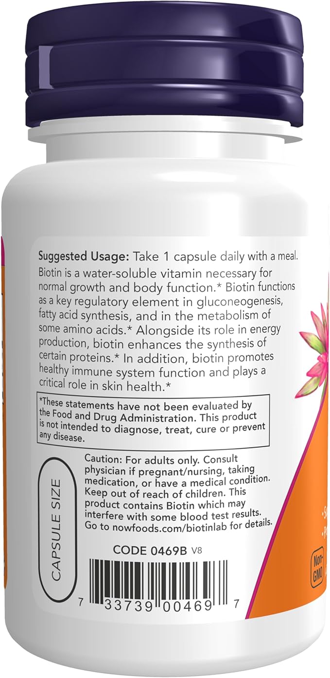 NOW Biotin 1000mcg, 100 Capsules (Pack of 4)