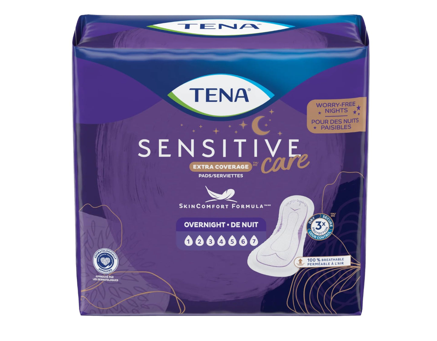 TENA Intimates Overnight Pads, Case/84 (3 Bags of 28)
