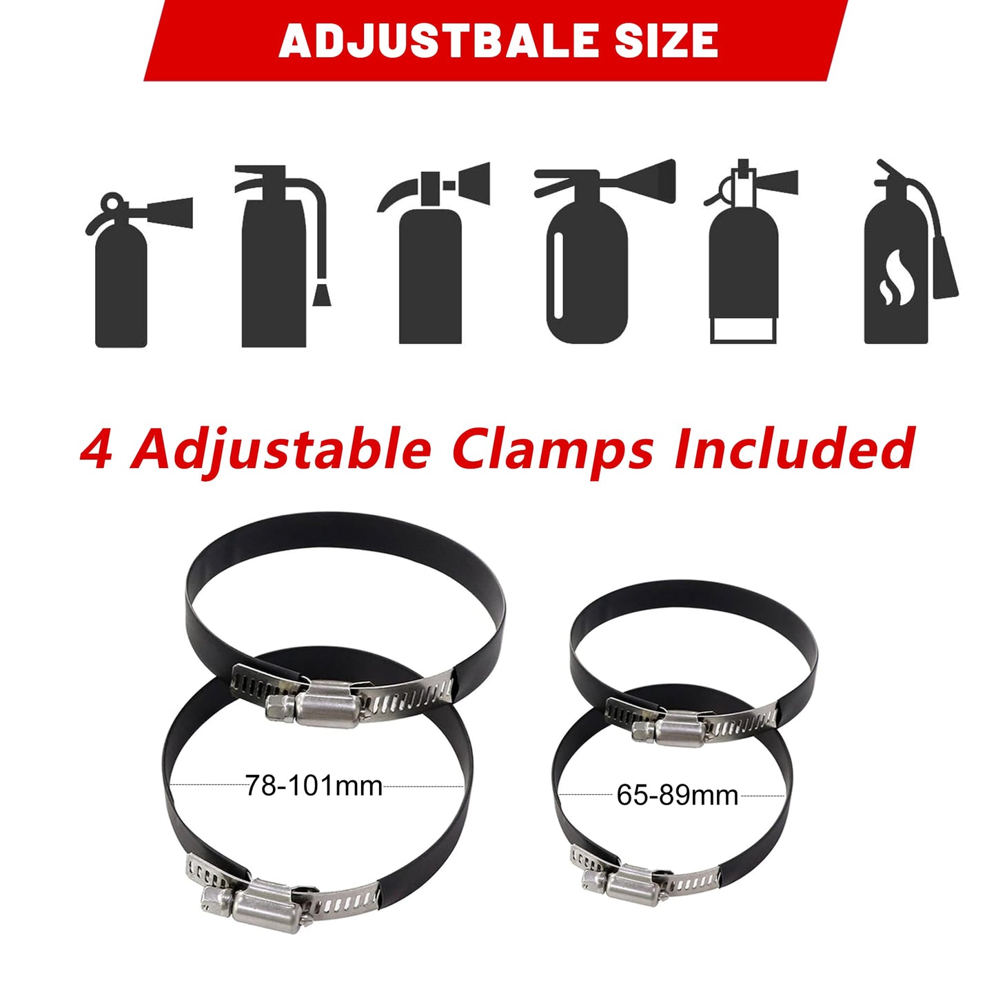 UTV Fire Extinguisher Mount Kit - Aluminum Adjustable Quick Release Roll Bar Car Fire Extinguisher Bracket Holder for 1.75-2in Roll Bar UTV Compatible with Polaris RZR SXS Ranger Camper Jeep Can-Am