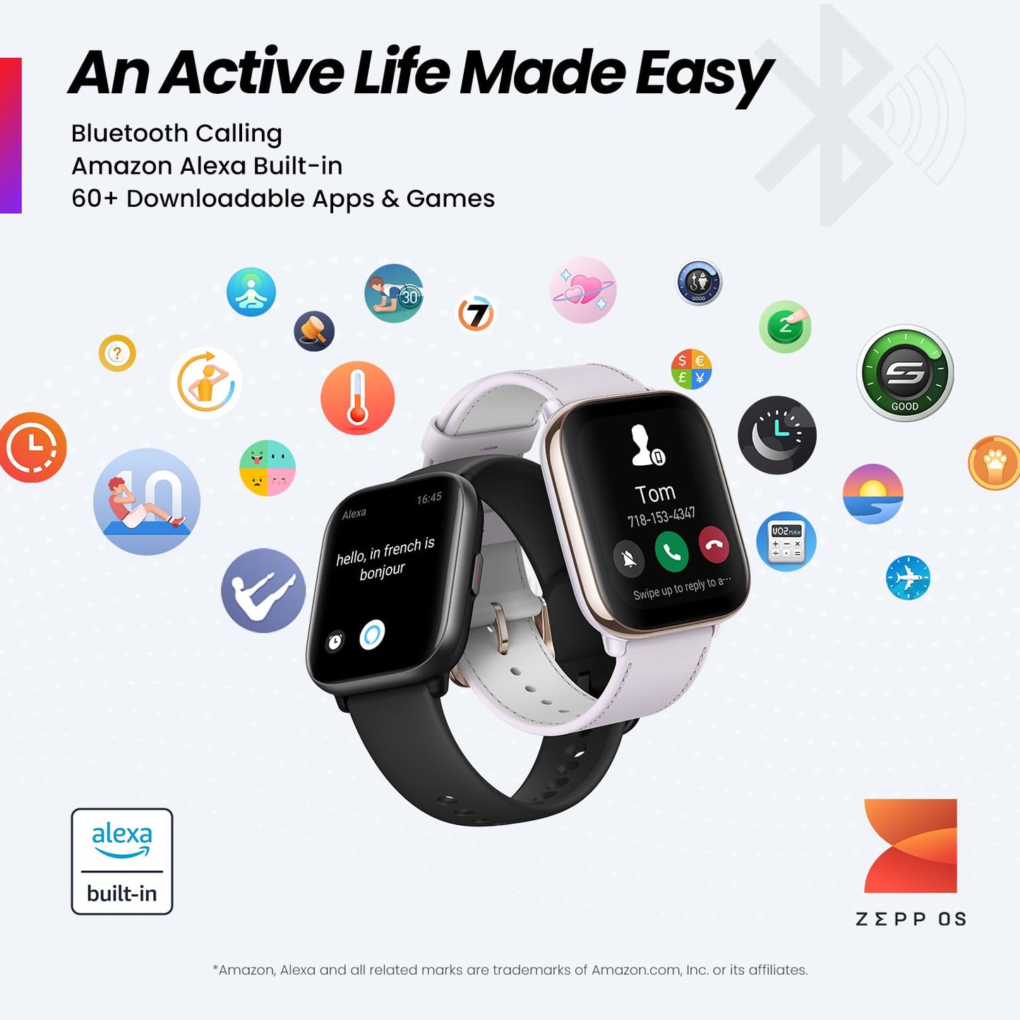 Amazfit Certified Renewed Active Smart Watch for Men & Women, Alexa Built-in, Fitness Tracker with AI, GPS, Bluetooth Calling & Music, 14 Day Battery, Black (Renewed)