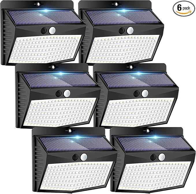 Peasur [6 Packs] Solar Lights Outdoor Motion Sensor Solar Security Lights Waterproof with 3 Lighting Modes Solar Powered W...
