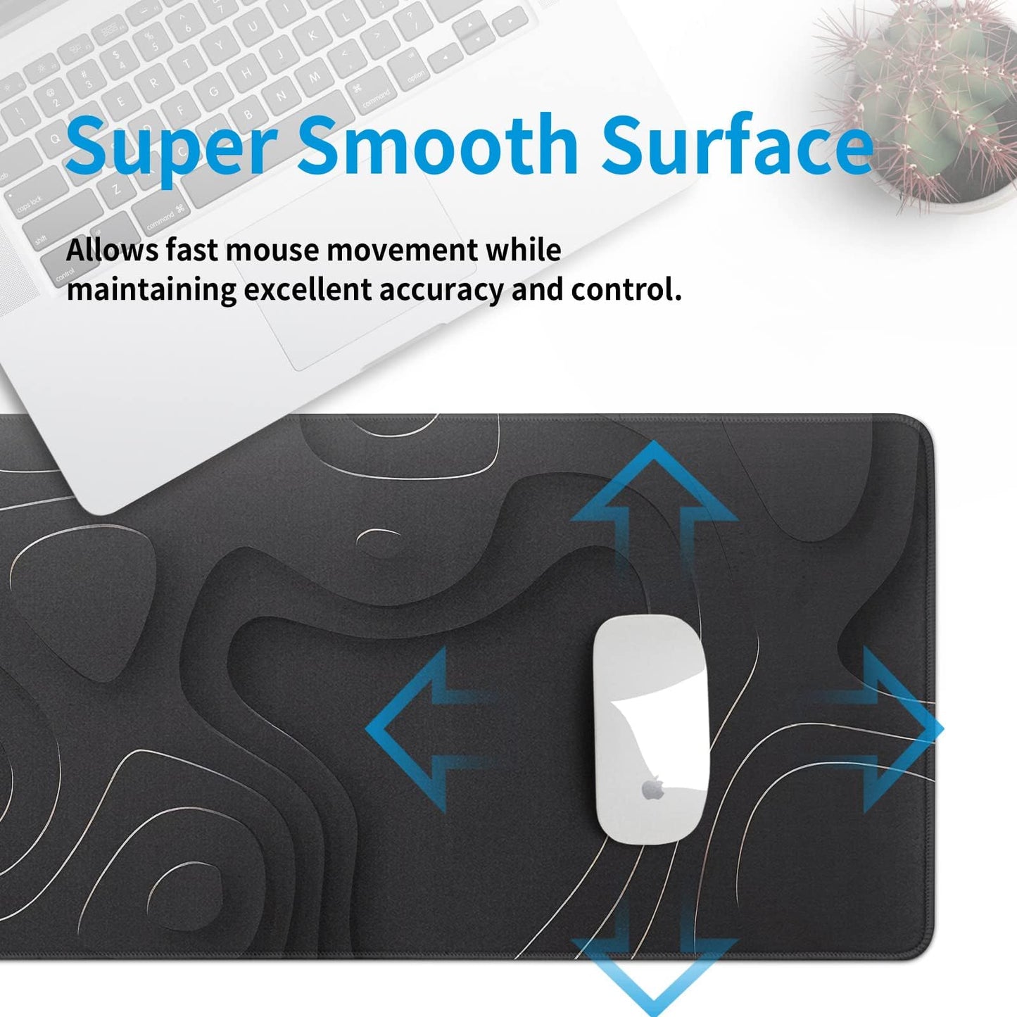 Llzdeuan Large Anime Gaming Mouse Pad Black Solid Geometry Desk Pad Computer Keyboard Mat Non-Slip Rubber Base Office Decor Waterproof Mouse Mat