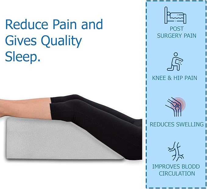 Greaton, 21-Inch Leg Pillow Full Top Comfortable Rest Elevating Foam Wedge | Relieves and Recovers Foot, Hip, Knee and Ankle Injury Pain, Improves Blood Circulation, Multi-Purpose, White