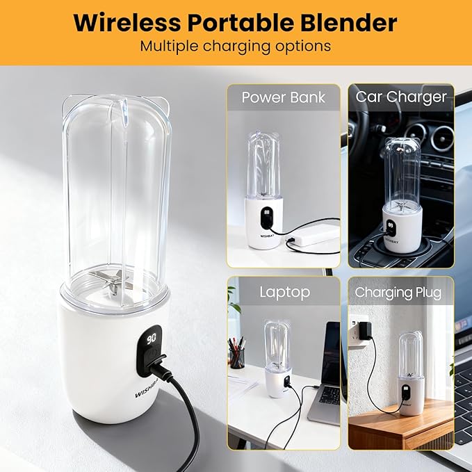 Portable Blender, Personal Blender for Shakes and Smoothies, Portable Juicer with 16 Blades, Small Mini Juicer with Extra Handle Lid for Travel, Sport, Office, Camping and Outgoing (16.9 oz)