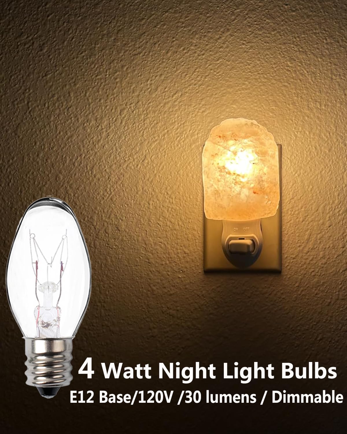 Snnalosses Night Light Bulbs 4 Watt -C7 Décor Small Light Bulb - E12 Candelabra Base- Night Light Warm White Replacement Bulbs,15 Packs