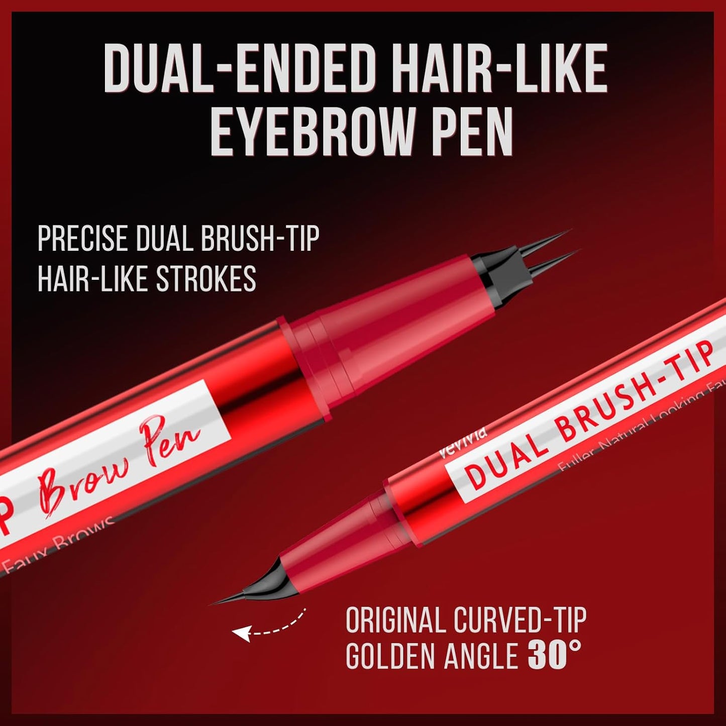 Vevivia Eyebrow Pencils for Women - Eyebrow Pen with Dual-Brush-Tip & Curved Tip for Natural Fuller-Looking Brows, Precise Hair-Like Strokes for All Brow Types, Last All-Day Brow Makeup, Brown