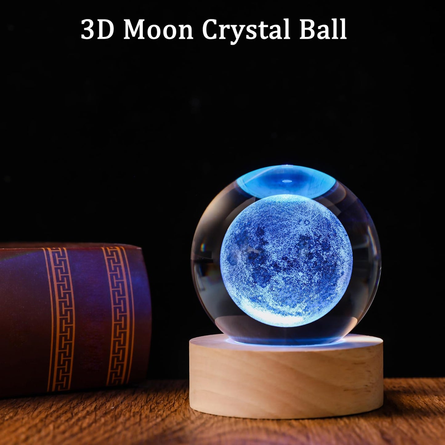 Qianruna 3D Moon 60Mm Crystal Ball Astronomy Universe Gifts 3D Moon Model Led Lamp Globe Night Light Physics Gifts For Kids Men Women Him Her Dad Science Teacher