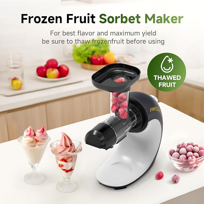 Cold Press Juicer - Powerful Slow Masticating Juicer for Fresh & Frozen Fruits, High Juice Yield, Easy to Clean