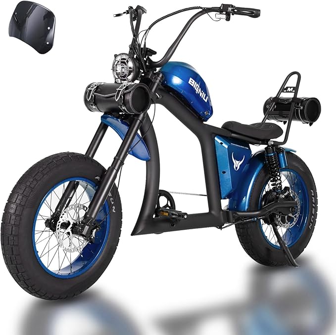 BIGNIU Adult Electric Bike, 1500W Brushless Motor 52V/27Ah Range Up to 38 Miles E Bike Front/Rear Turn Signals Dual Suspen...
