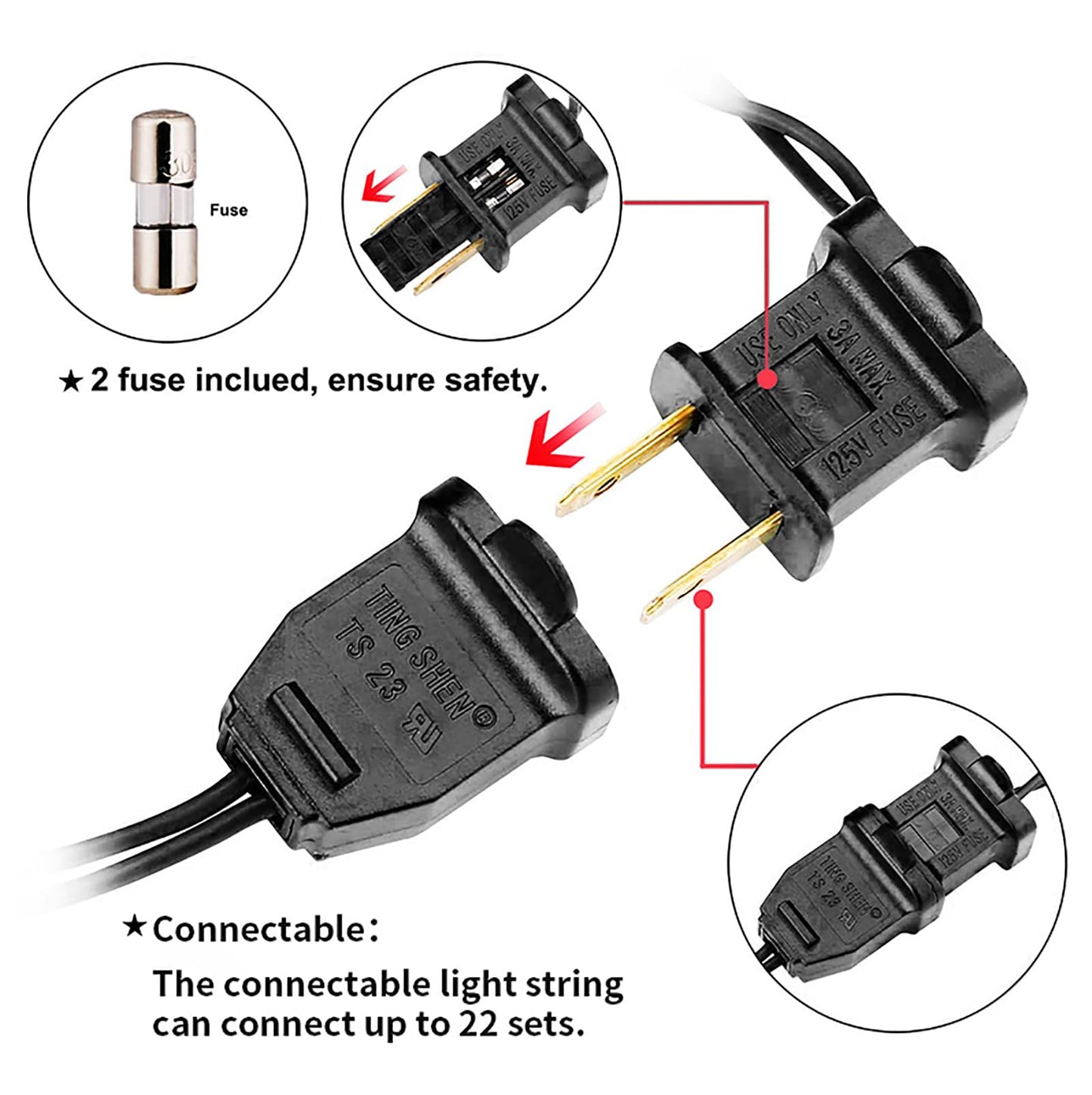 MULTI-SPARKING Orange LED String Lights - 100 Count, 33ft Black Wire, UL Certified, Connectable