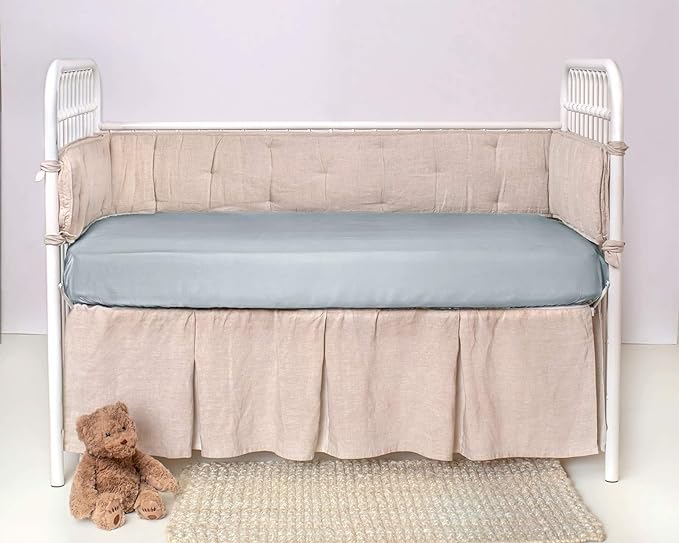Crib Fitted Sheet by Pure Bamboo, Genuine 100% Organic Viscose Derived from Bamboo, Luxuriously Soft, Ultimate Cooling, Fits Standard Size Crib Mattress (Sterling Blue)