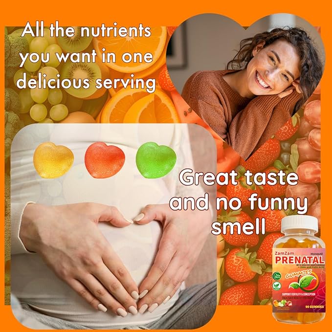 Halal Prenatal and Postnatal Vitamins for Women, Womens Multivitamin Gummies, Gelatin Free with Iron DHA Folate and folic Acid, Vegan Prenatal Vitamin Gummy, Pregnancy Must Haves, 90 Count