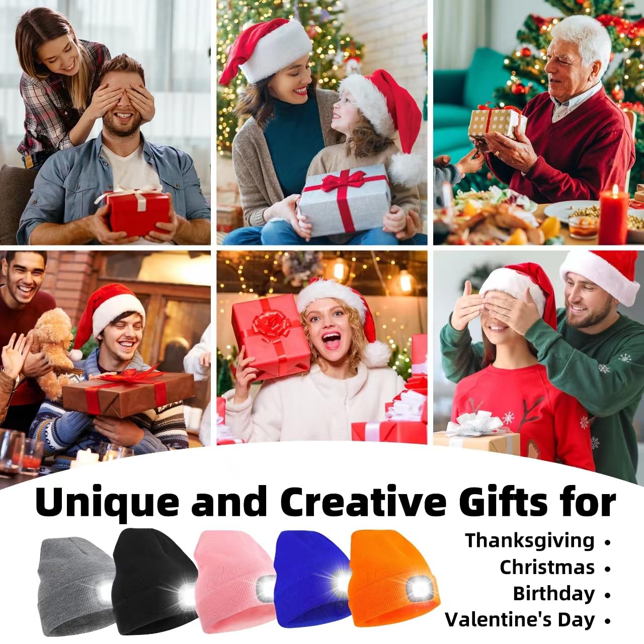 Ymhb Uni  Beanie Hat With Light  Usb Rechargeable Led Headlamp Hat Night Light Cap Christmas Stocking Stuffers Gifts For Men Dad Father Husband (Pink)