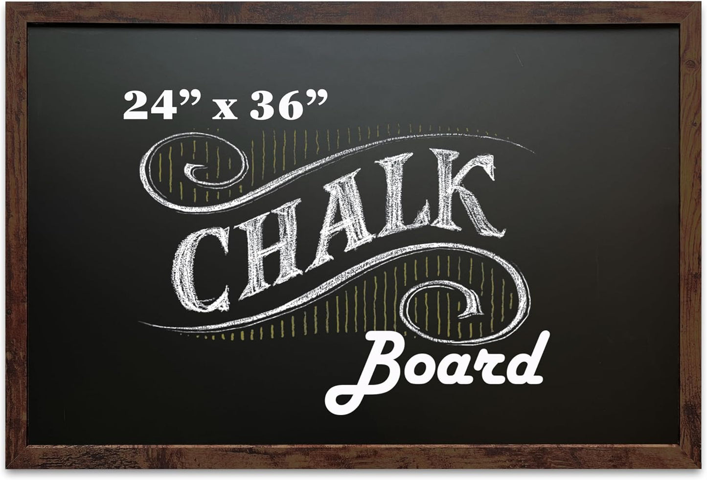 Loddie Doddie Magnetic Chalkboard & Magnet Board - 24" x 36" Rustic Wood Frame - Easy-Erase Stain-Resistant - Hanging Wall Chalkboard