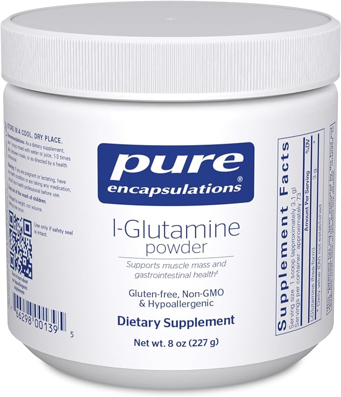 Pure Encapsulations L-Glutamine Powder - Supplement for Immune and Digestive Support, Gut Health and Lining, Metabolism, and Muscle Support* - with Pure Free-Form L-Glutamine - 8 Ounces