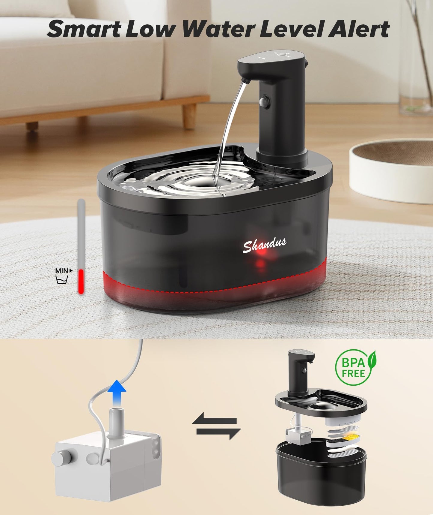 Wireless Cat Water Fountain Cordless, Automatic Pet Water Fountain 5000mAh Battery, 101oz/3L Large Cat Fountains for Drinking Ultra Silent Rechargeable Water Fountains for Cats and Dogs