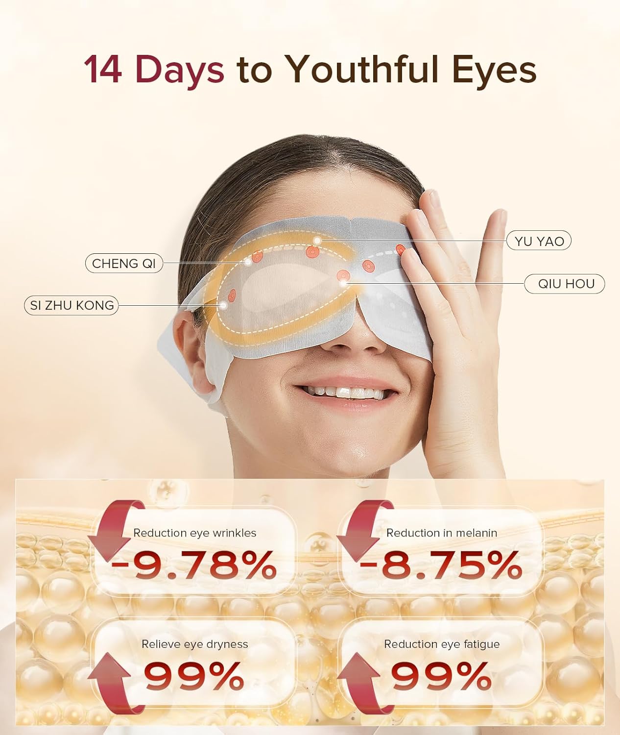 3D Self Heated Eye Mask for Dry Eyes with 100+ Soft Beads,Steam Eye Mask for Sleeping,Relaxation, Disposable, Spa, Travel Gifts for Women, Men