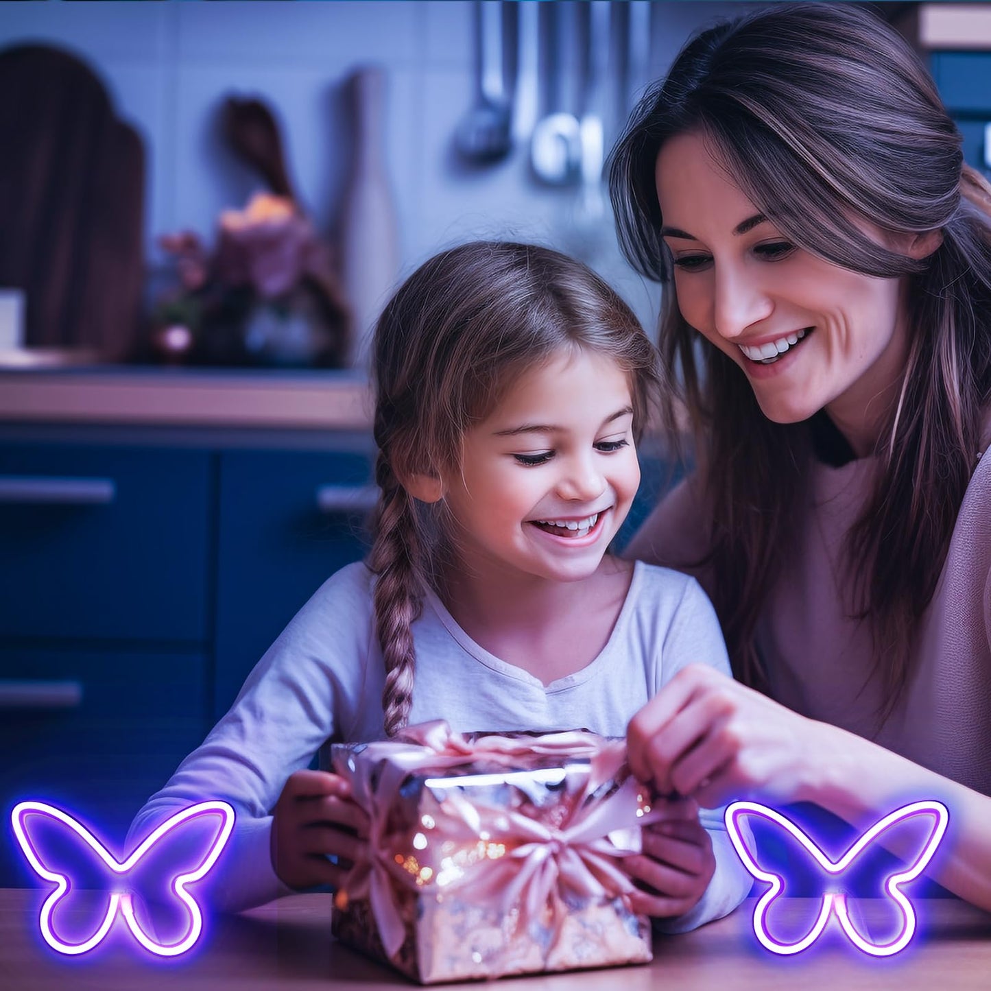 Ursamajor Butterfly Neon Sign - Purple Led Light For Bedroom & Party Decor - Usb/Battery Operated, Indoor Use