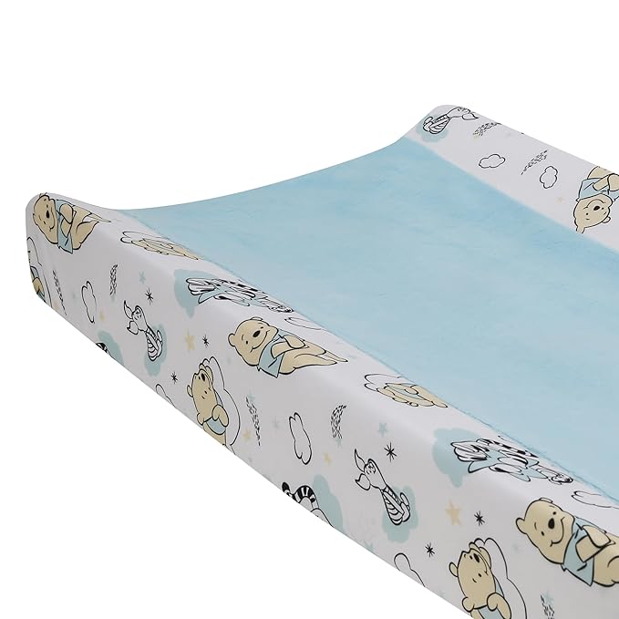 Lambs & Ivy Disney Baby Winnie The Pooh Hugs Soft Blue Minky Changing Pad Cover