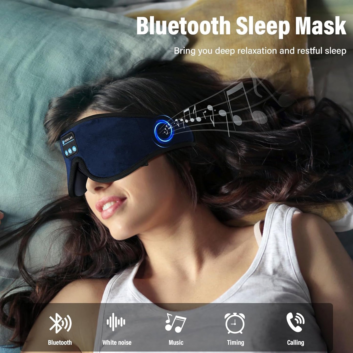 Sleep Mask with Bluetooth Headphones, 3D Sleep Mask Wireless Music Eye Mask for Sleeping Side/Back Sleepers Sleep Headphones Gift (Azure)
