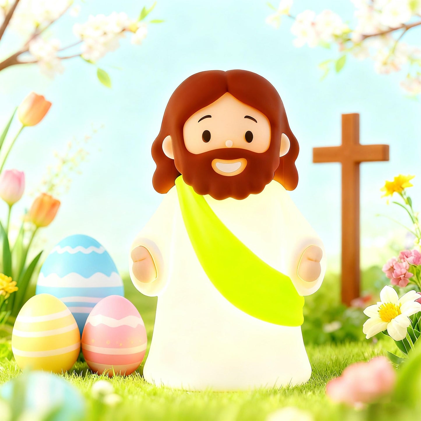 Magical Jd Little Jesus Night Light Mini Jesus Silicone Lamp Dimmable Nursery Nightlight For Kids Rechargeable Bedside Touch Lamp Perfect For Christmas  Easter And Baptism Gifts (Yellow)