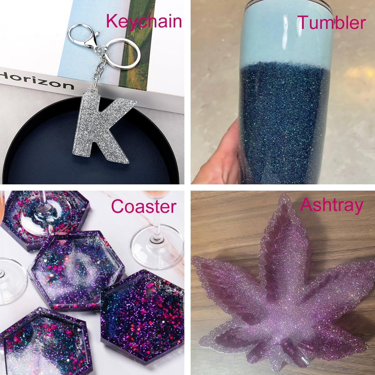 Holographic Fine Glitter for Epoxy Resin DIY Craft,ANGXILIN High Capacity 260g Shaker Bottle Fine Glitter for Nail Art Face Body Make Up,Tumblers Earrings Jewelry Making Fine Glitter (Laser Green)