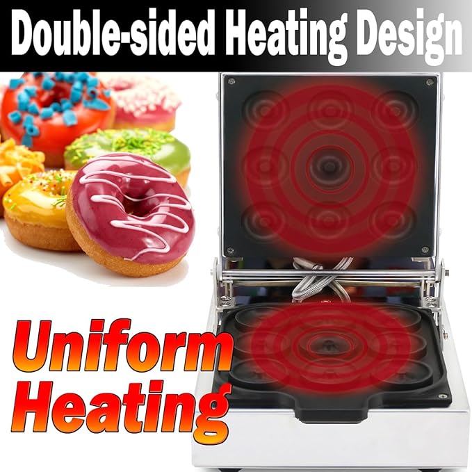 Electric Donut Maker Commercial 9 Holes Mini Doughnut Machine Mini Donuts Maker with Cool Touch Handle Non-Stick Coating for Bakeries Restaurant Snack Bars,1600W, 110V