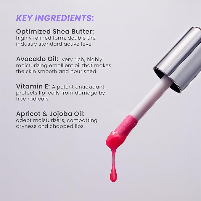 Wonderskin Lip Rehab Serum Oil - Tinted Lip Oil for Women, Hydrating, Moisturizing, and Non-Sticky Red Tint Serum for Dry Lips (Amour)