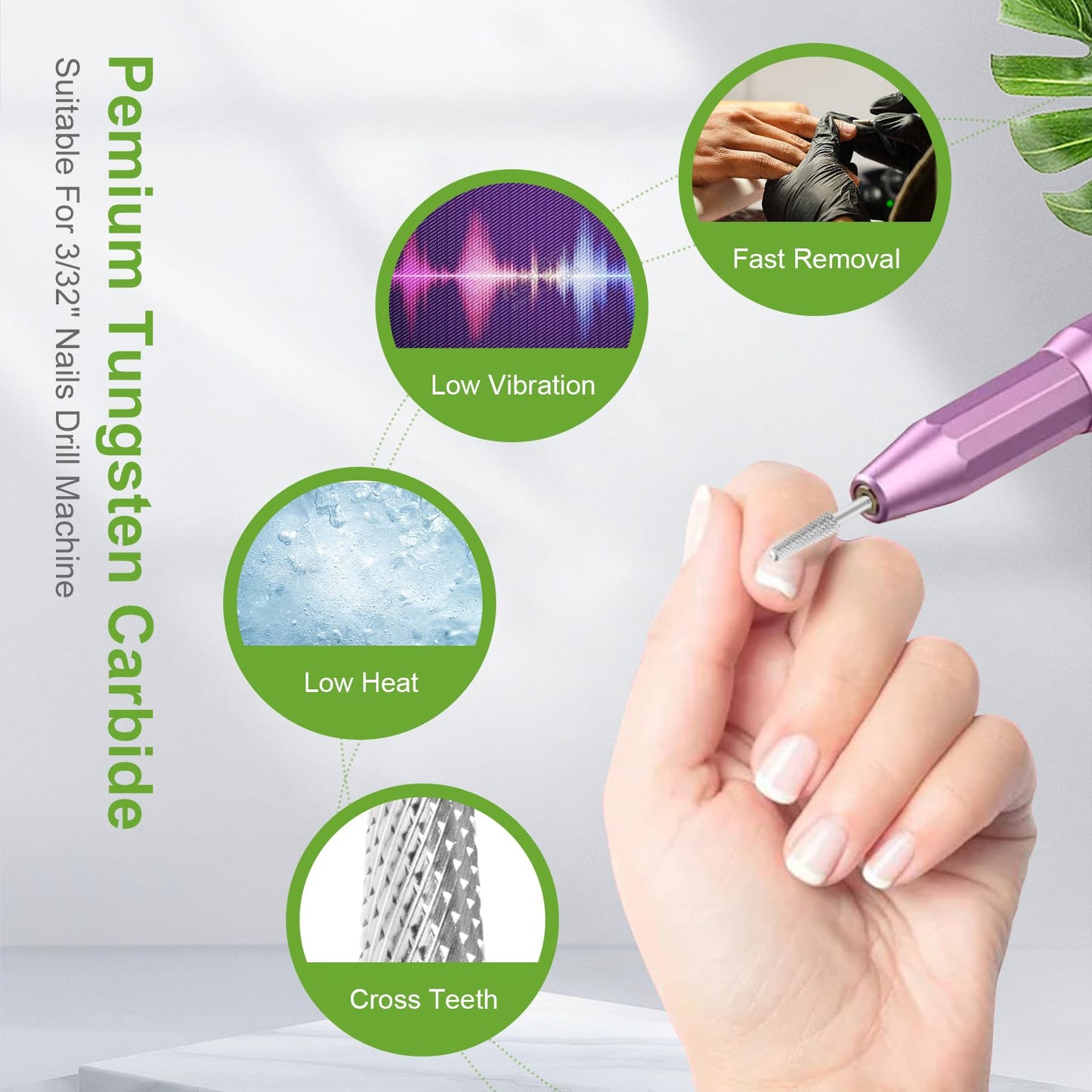 Cnynail Cnynail 3/32 4.0MM Small Cone Clean Medium Grit Carbide Cuticle Cleaner Bit for Electric Nail Drills - Professional Mani