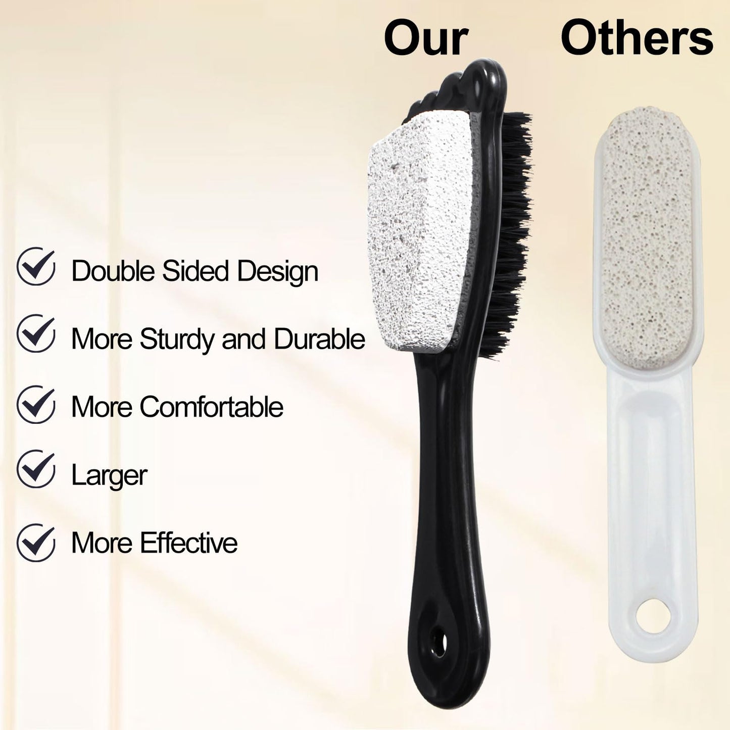 Beomeen Foot Brush and Pumice Stone for Shower with Handle, 6 Pcs Shower Foot Scrubber Callus Remover 2 in 1 Pedicure Brush with
