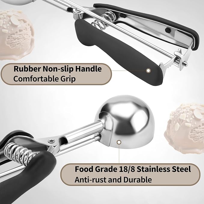 Large Cookie Scoop 3 Tablespoon, Size #20 Dough Scoops for Baking, Trigger Ice Cream Scooper, Stainless Steel Portion Scoop for Jumbo Cookies, Pancakes, Cupcakes, Meatballs
