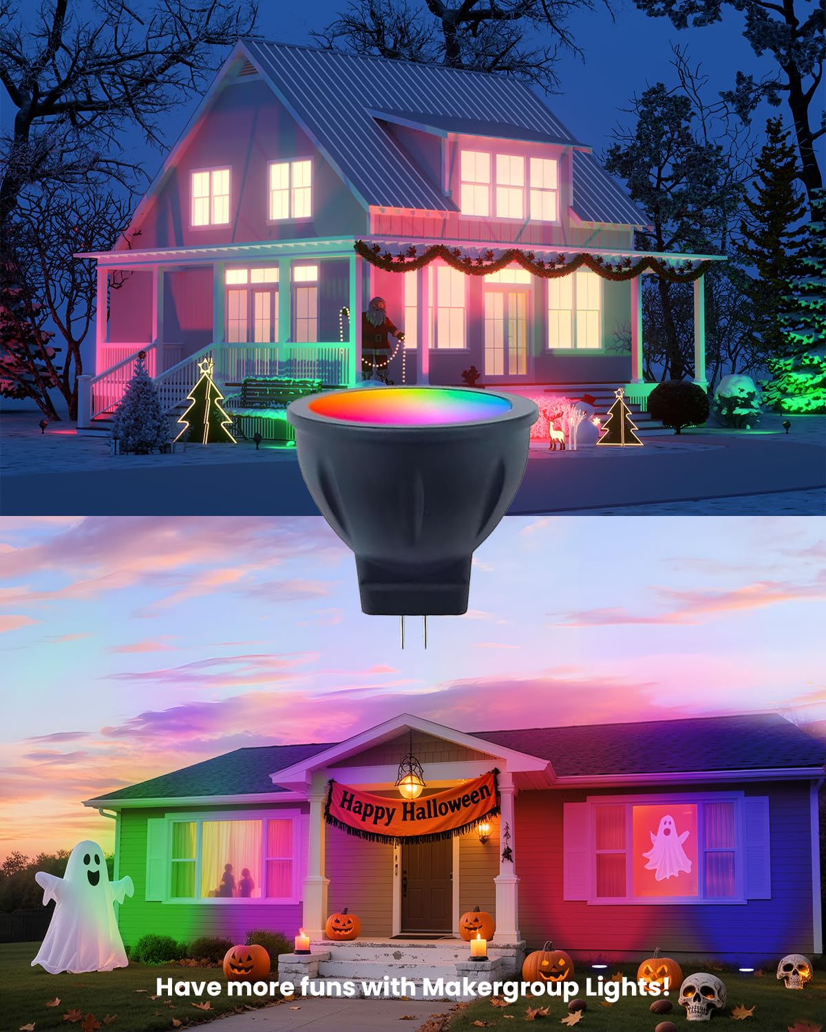 Makergroup Rgb Mr11 Led Bulbs Color Changing  Gu4 Bi-Pin Base  Warm White+15 Multicolors And 4-Level Brightness On Remote Control  12V Mr11 Halogen Bulb Replacement