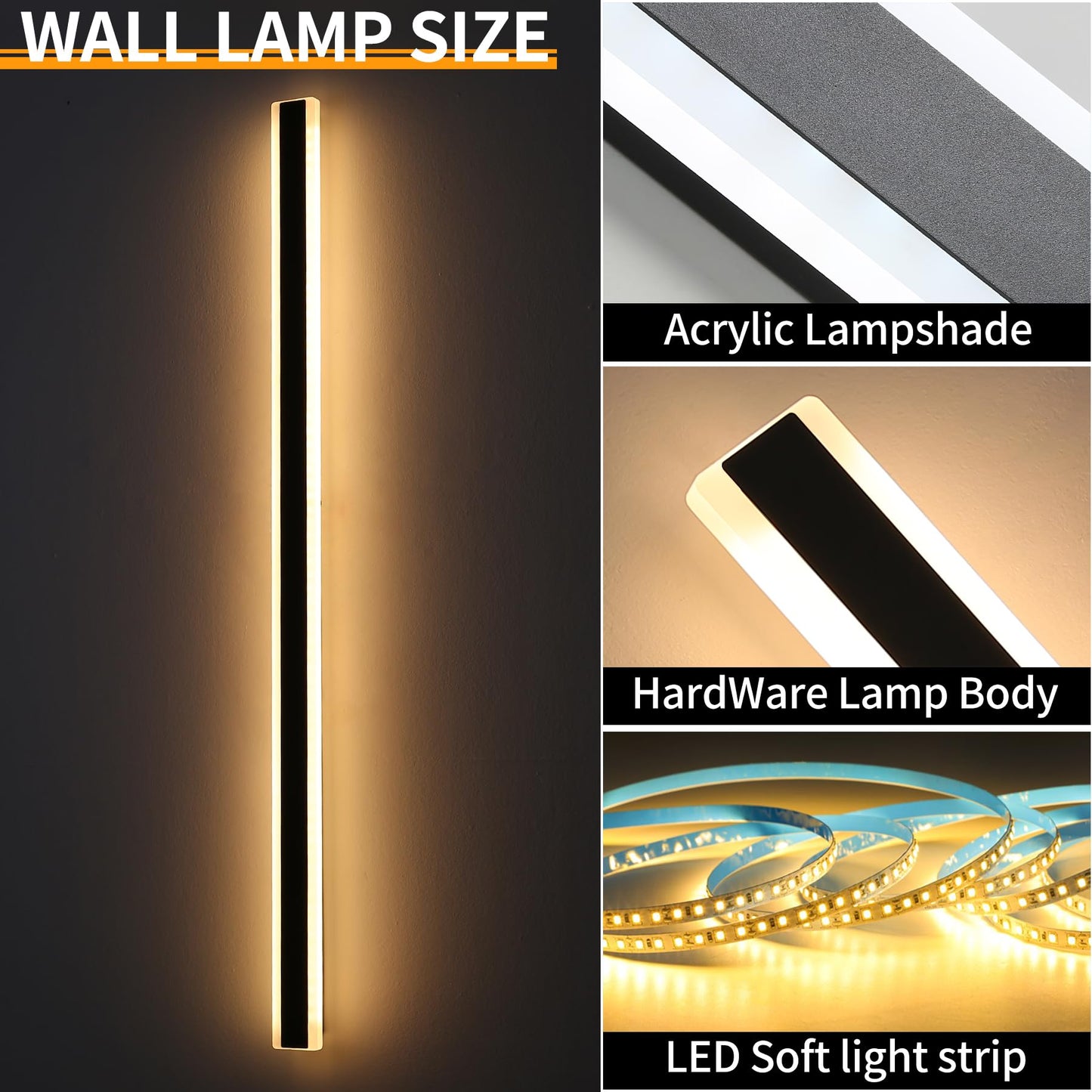 Mikeru 2Pack 71Inch Long Led Wall Light Fixtures  3000K Modern Outdoor Lights Exterior For House Ip65 Waterproof Rust Outdoor Light Fixtures Hardwire Wall Mount Exterior Lighting For Shop Garage