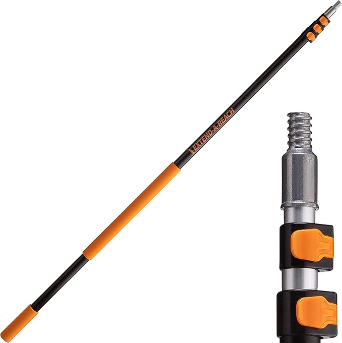 4-12 ft Long Telescopic Extension Pole // Multi-Purpose Extendable Pole with Universal Twist-on Metal Tip // Lightweight a...