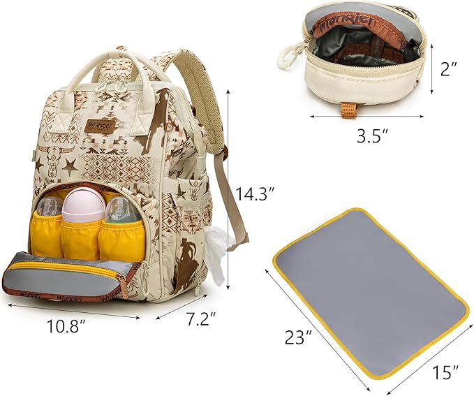 Montana West Wrangler Diaper Bag Backpacks Western Backpack Purses Multi-function Baby Bags for Mom with Waterproof Changing Pad & Pacifier Case