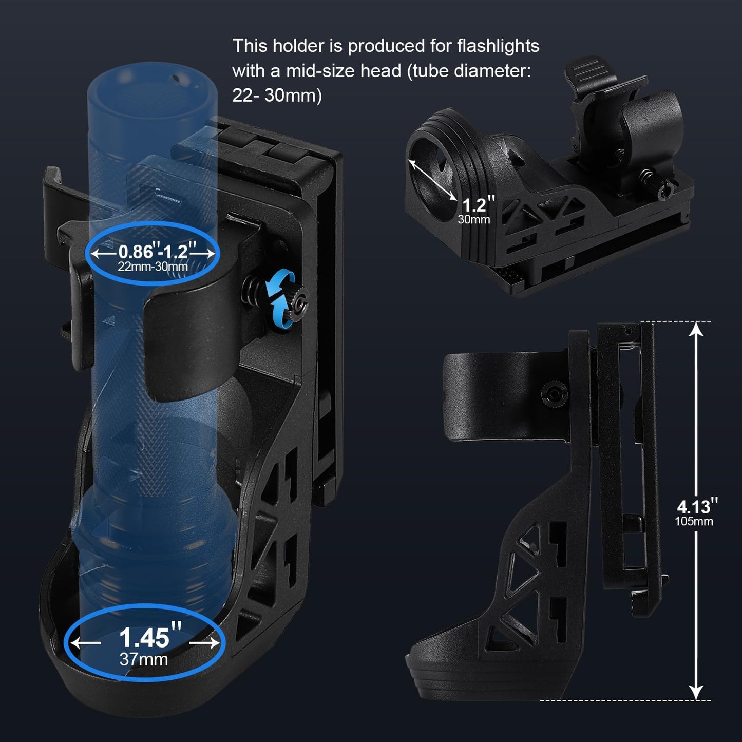 Saoprkler Tactical Flashlight 1200 High Lumen Duty Belt Flashlight For Law Enforcement  enhanced Police Flashlight With Holster For Duty Belt Led Flashlight Gifts-Sentinel-X1