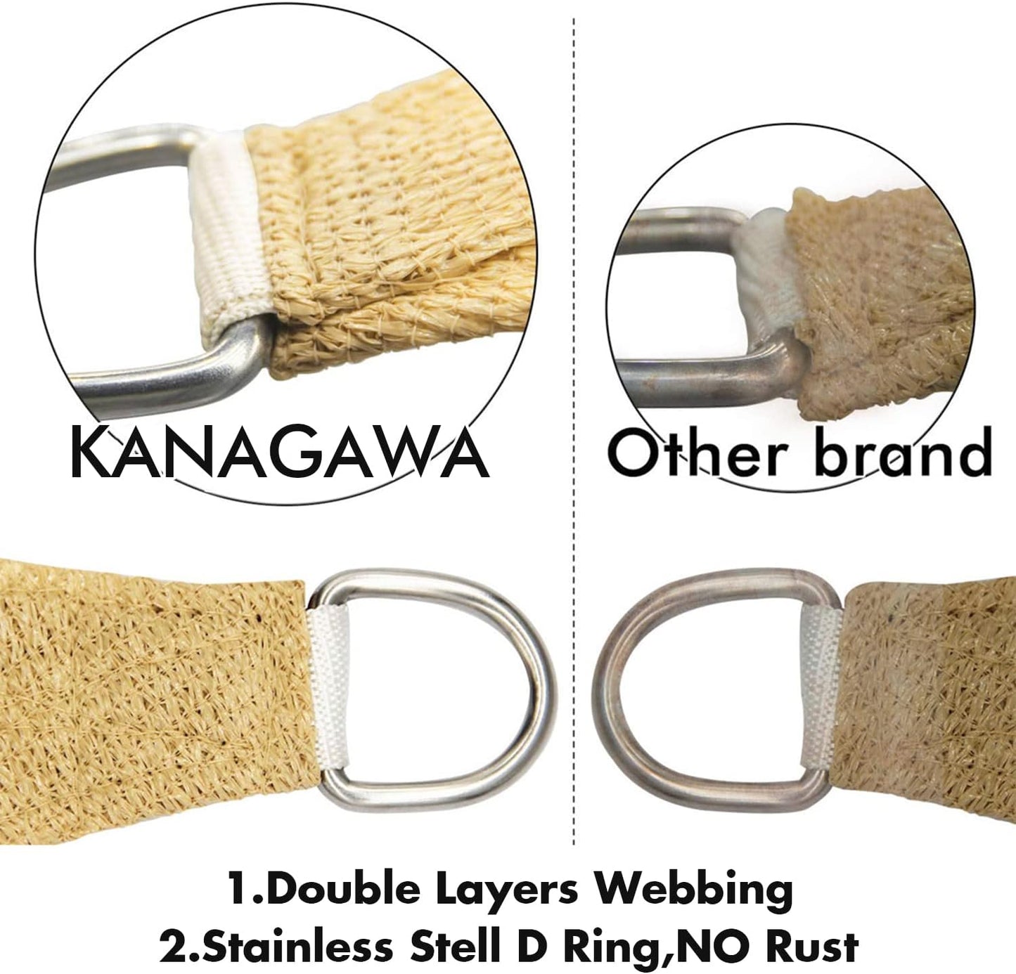 KANAGAWA 23'X24' Sand Custom Size Sun Shade Sail Rectangle UV Block Canopy Cover for Patio Backyard Lawn Garden Outdoor (Customized Available)