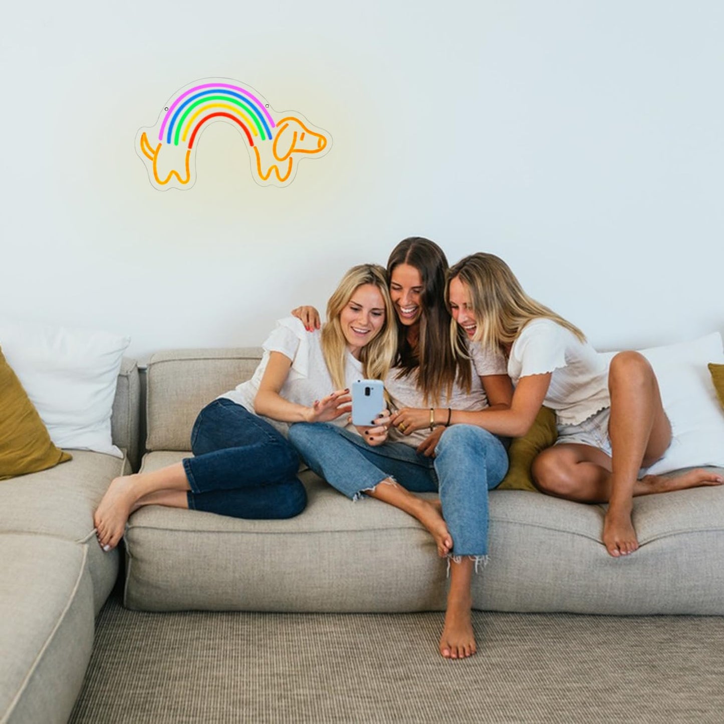Gyaksjm Rainbow Dachshund Neon Sign For Wall Decor Dimmable Dog Neon Light Cute Puppy Neon Light Sign Rainbow Light Signs For Pet Shop Kid Room Bedroo Dog Lovers Pride Gifts