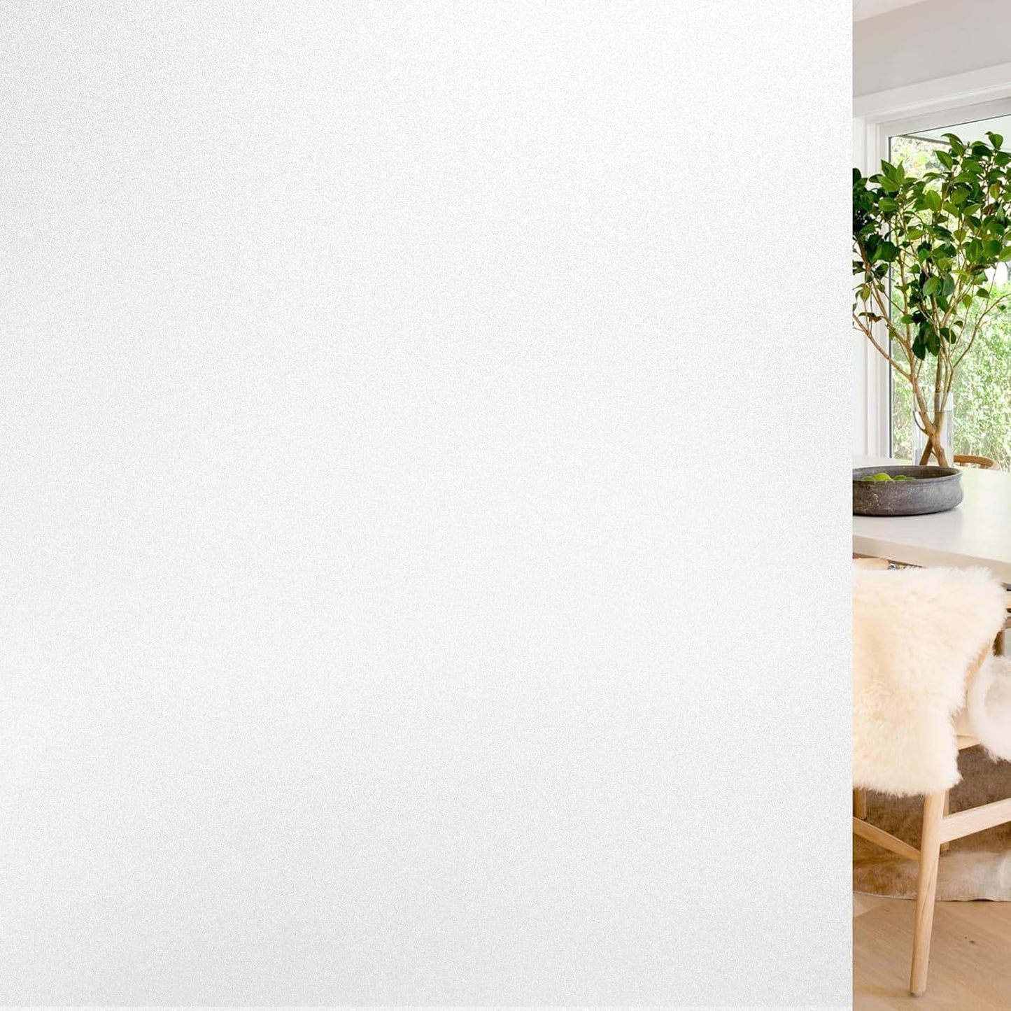 rabbitgoo Window Privacy Film, Non-Adhesive Frosted Glass Window Film for Bathroom, Static Cling Heat Blocking Stickers for Home Indoor Opaque Frosting Coverings House Tint, Matte White 35.4" x 196.8"