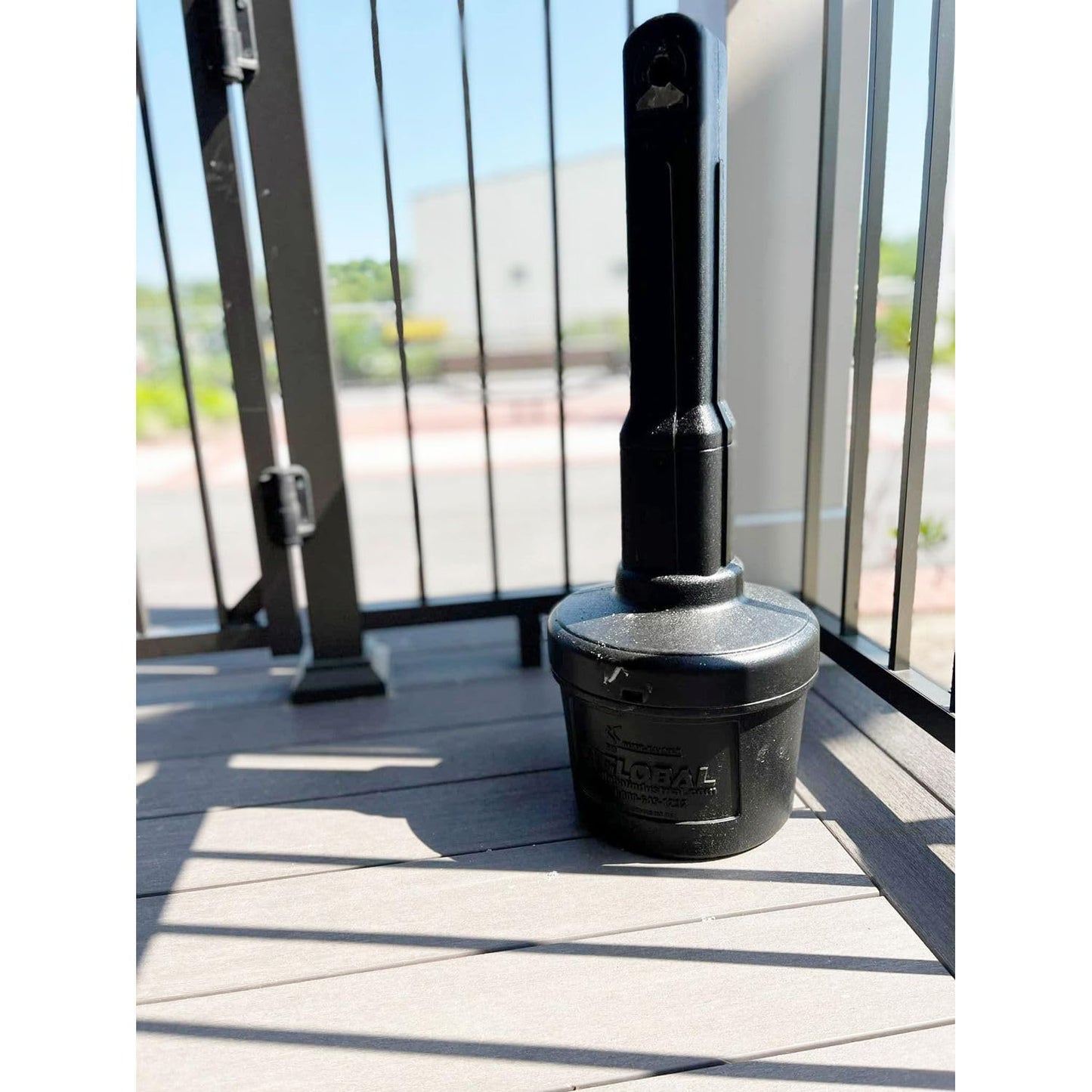 Global Industrial Free Standing Outdoor Cigarette Receptacle Ashtray with Round Base, 11" Diameter x 30" H, 1-1/2 Gallon Capacity, Butt Disposal Container, Plastic, Black