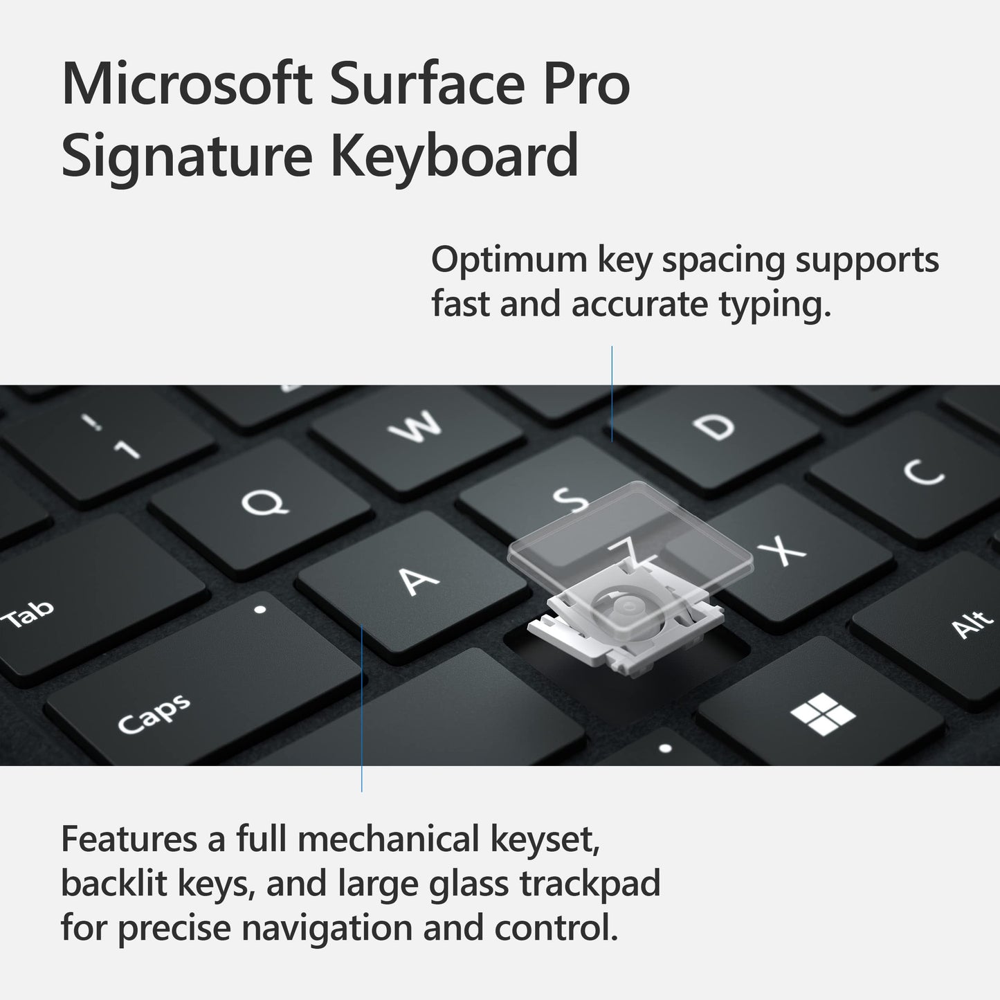 Microsoft Surface Pro Signature Keyboard, Backlit Keys And Large Trackpad, Durable And Smooth Alcantara Material, Forest Colour