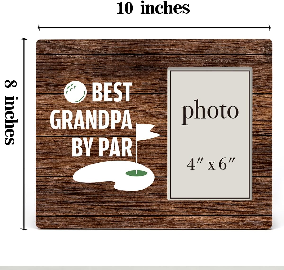 Oqtumes Golf Gifts for Men Grandpa Picture Frame, Golfing Gifts for Papa Grandfather, Rustic Best Grandpa By Par Wood Picture Frame 8 x 10 Inches, Wall Mount and Tabletop - 4 x 6 Inch Photo