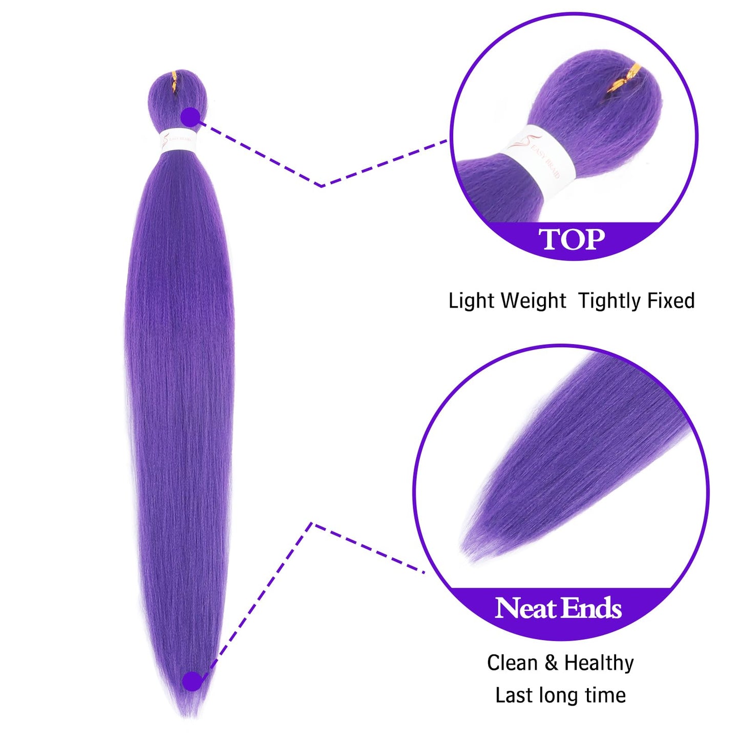 Purple Braiding Hair Pre Stretched 30 Inch - Purple Hair Extensions for Braids Long Synthetic Yaki Braiding Hairs DIY Braids Pon