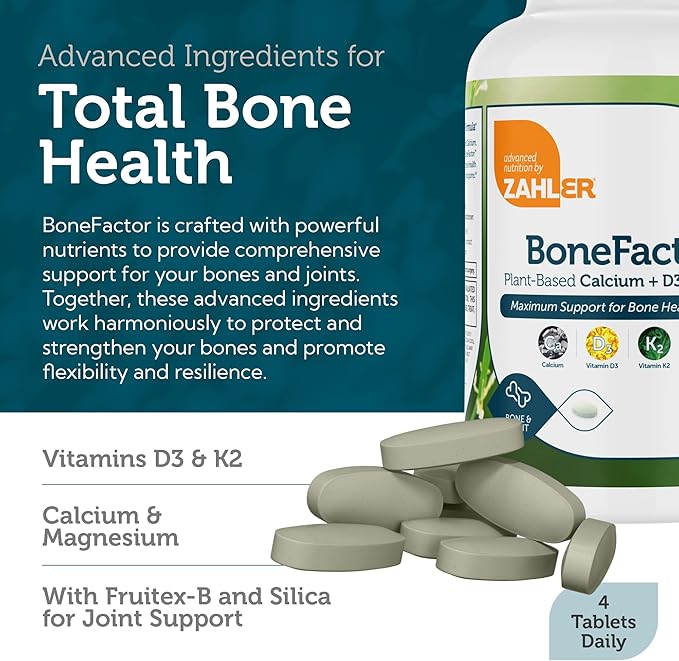 Zahler Bonefactor, Bone Strength Supplement containing Calcium, Vitamin D, Vitamin K and Magnesium, Certified Kosher, 120 Tablets