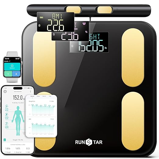 RunStar Scale for Body Weight and Fat, BMI Muscle Mass to 28 Body Composition, FSA&HSA Eligible Digital Bathroom Scales 8-...