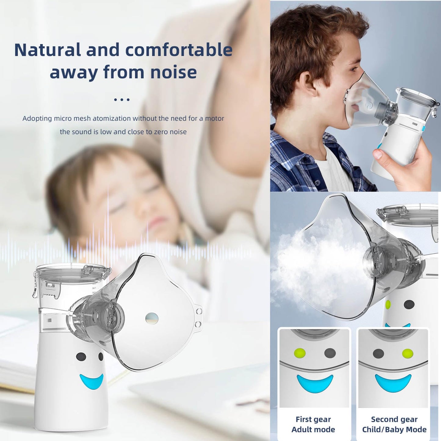 UNOSEKS Portable Nebulizer, Effective Handheld Mesh Nebulizer Machine for Kids Adults, Breathing Machine Nebulizer Inhaler Home Use Travel Friendly
