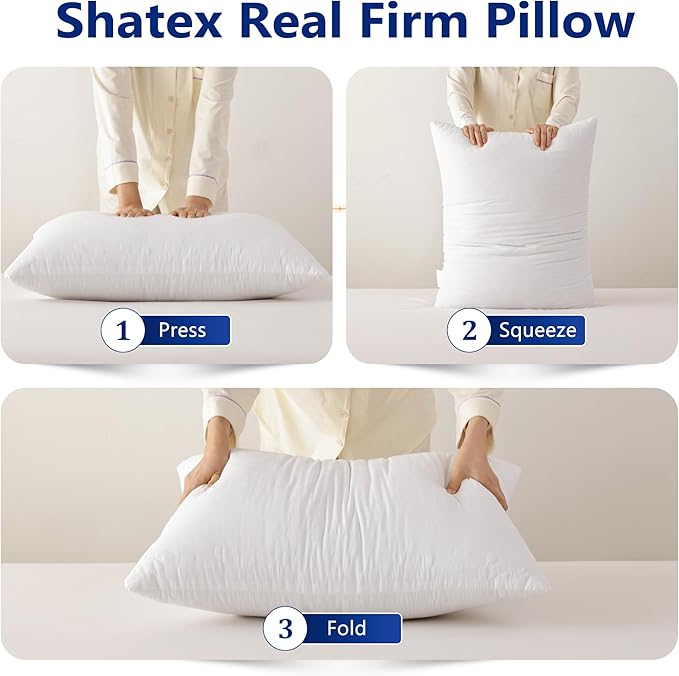 Shatex Firm Pillow, Queen Bed Pillow 28 x 20inch, Adjustable Pillow for Neck Pain Relief，Back Pillow Provide Strong Support for Stomach & Side Sleepers